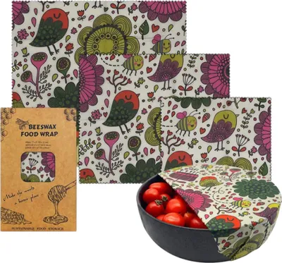 Image de 3 pièces Feuilles de cire d'abeille Pour aliments, Kit écologique réutilisable de feuilles de cire d'abeille pour aliments, papier de cire d'abeille (Design 11)