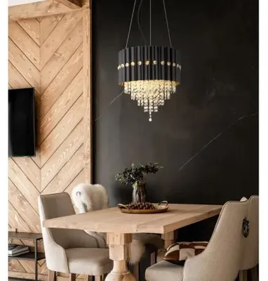 Image de Lustre, cristaux, 3 flammes, noir, fumé, D 40 cm