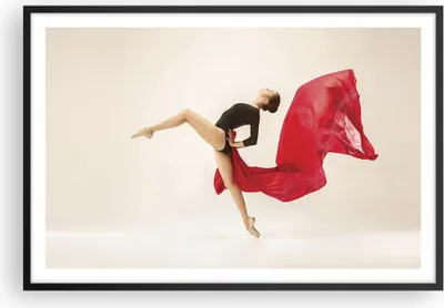 Produktbild von Gerahmtes Poster - Schwarzer Rahmen - Ballerina Tanz Rot - 91,5x61 cm - Wand Bild - Wanddeko - Wandbilder - Kunstposter - Wandposter - Bilderrahmen - Bilder - Kunstdruck - P2BAA91x61-4437