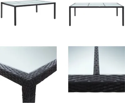 Produktbild von vidaXL Garten Esstisch Schwarz 200x150x74 cm Poly Rattan - Gartentisch - Gartentische - Outdoor-Tisch - Outdoor-Tische
