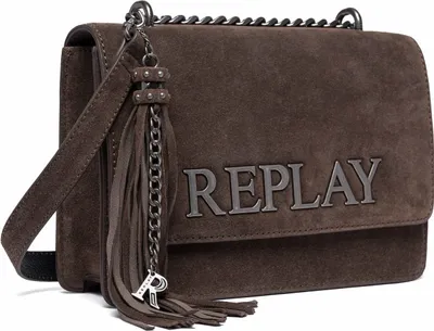 Produktbild von REPLAY Leder Umhängetasche Crossbody Bag DK Brown Wood dunkelbraun