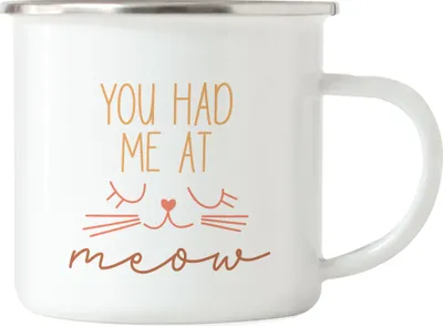 Produktbild von You had me at Meow Emaille Tasse Katzenliebhaber Geschenkidee Cat Mom Cat Dad