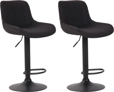 Immagine prodotto di set di 2 sgabelli da bar - Sgabello alto - Seduta confortevole e regolabile in altezza 60-82 cm, in tessuto | Colore: Nero | Colore base: Nero