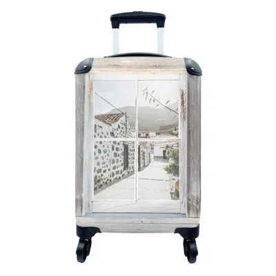 Produktbild von MuchoWow® Koffer Handgepäck Trolley Rollkoffer Kleine Reisekoffer mit 4 Rollen - Durchsichtig - Holz - Griechenland - Cabin Size < 55x40x23 cm & 55x40x20 cm - Fotokoffer - Kabinenkoffer - Boardgepäck - Reise-Box - Reisekoffer - Reisegepäck - Koffer mit Bild - Trolley für Kinder