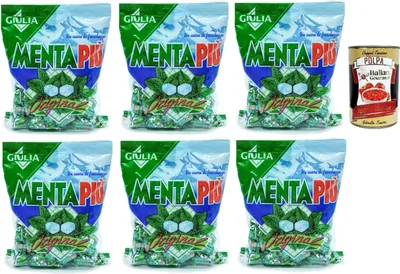 Produktbild von GIULIA Mentapiù Original Caramelle alla menta, Münzbonbons, lollies Süßigkeiten 6x 300g + Italian Gourmet polpa 400g
