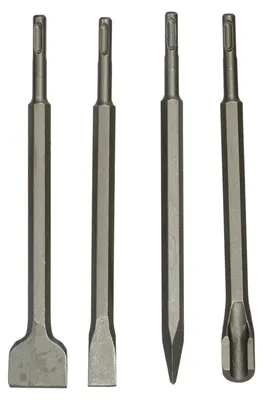 Immagine prodotto di Set di 4 scalpelli SDS-PLUS per piastrelle tracce muro muratura calcestruzzo pietra per trapano, 250 mm scalpello a punta 2 piatti, Geko