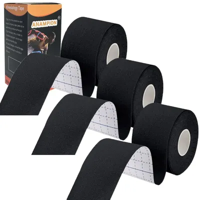 Produktbild von Kinesiologie Tape 3 Rollen 5cm x 5m Wasserfest Schwarz Sporttape für Muskeln Gelenke