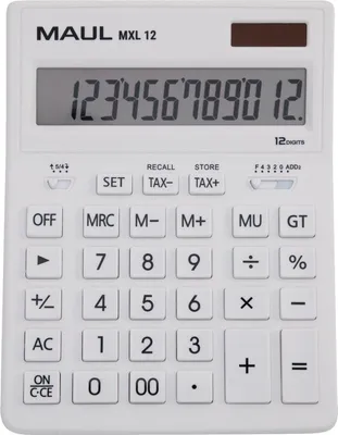 Obrázek produktu pro MAUL stolní kalkulačka MXL 12 LCD displej 1 řádek, 12 číslic Solární baterie 20,5 x 15,5 x 3,5 cm bílá