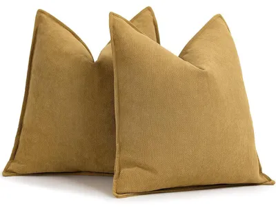 Produktbild von Kissenbezug Chenille Senf Gelb 60x60 cm 2er Set