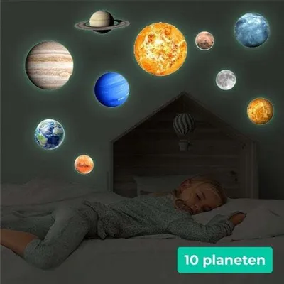 Produktbild von Nuvance Nuvance - Glow in the Dark Stars - Planeten - 10 Stück - Babyzimmer Wandaufkleber