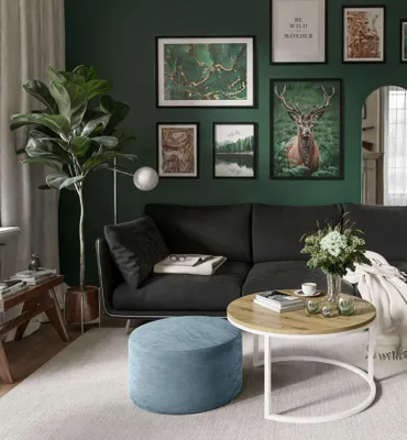 Produktbild von Runder CIRI Couchtisch mit Pouf Wotan Eiche Artisan Stirling