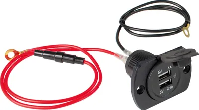 Produktbild von as-Schwabe 2-fach USB Einbaudose Caravan inkl. 0,6m Massekabel 12V Schwarz IP20