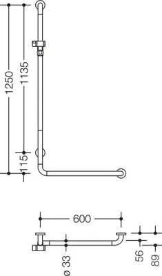 Produktbild von HEWI Winkelgriff mit Brausehalter der Serie 801, in HEWI Farbe 98 (Signalweiß)