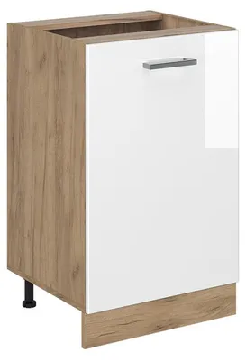 Obrázok produktu pre Kuchynská spodná skrinka Vicco R-Line Biely vysoký lesk/Dub Goldkraft 50 cm bez pracovnej dosky, Model 70410