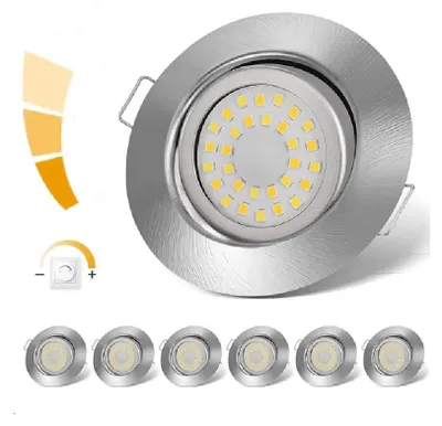6er Set Einbauspots 3000K warmweiß dimmbar IP44 9 cm