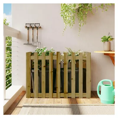 Produktbild von Hochbeet mit Lattenzaun-Design 100x50x70 cm aus imprägniertem Kiefernholz, Palettenrahmen, Hochteich, Gemüsebeet, Kräuterregal für Balkon, Blumenbeet, Kräuterspirale, Tomatenbeet, Pflanzhochbeet