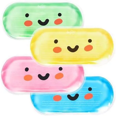 Produktbild von Kühlpads Kinder mit Ungiftig Gel, 13.5x6.3cm Ungiftig Kleine Kühlakkus Kühlpacks für Kinder Fieber, Beulen, Prellungen, Zahn- oder Kopfschmerzen, Kalt Warm Kompresse - 8 Stück
