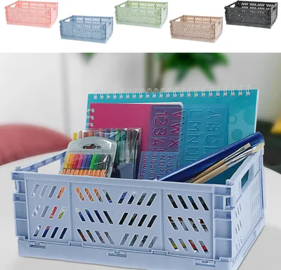 Produktbild von Klappboxen 5er Set 23x14x35cm Boxen Kiste Trageboxen Klappkiste beige grau blau rosa grün