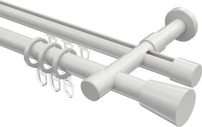 Produktbild von Interdeco Rundrohr-Innenlaufstange / Gardinenstange (Kombination) Weiß, Typ Prestige Sitra (Konus), 20 mm Ø 2-läufig, 600 cm