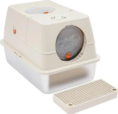 Image de Bac à litière fermé - 62 × 42 cm - Volume 28 L - Pour chats jusqu'à 10 kg - Acier inoxydable + PP + ABS - Kaki