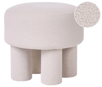 Obrázek produktu pro BELIANI Taburet krémově bílý buklé čalounění čalouněné nohy ottoman puf moderní design doplňky do obývacího pokoje