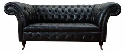 Produktbild von Dreisitzer Luxus Sofa 3 Sitzer Sofas Sitzer Leder Schwarz Chesterfield
