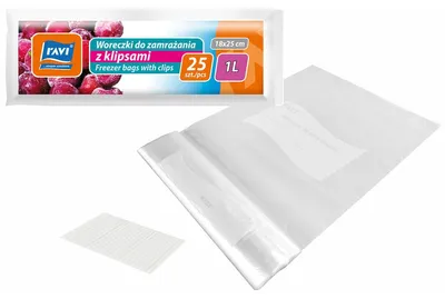 Immagine prodotto di Sacchetti per congelatore con clip 1L 18x25cm 25 pezzi