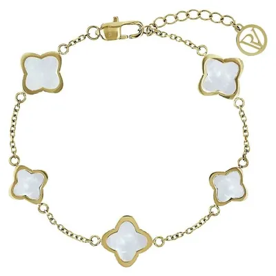 Produktbild von PAUL VALENTINE - Damen Armband Edelstahl - Vergoldet/Golden - Kleeblatt Anhänger
