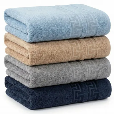 Produktbild von Set Mit 4 Badehandtüchern 50 X 100 Cm, 100 % Baumwolle, Saugfähig, Beige-Grau