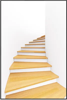 Produktbild von Wallario Wandbild Wendeltreppe aus hellem Holz, Größe: 61 x 91,50 cm, Poster mit schwarzem Aluminiumrahmen