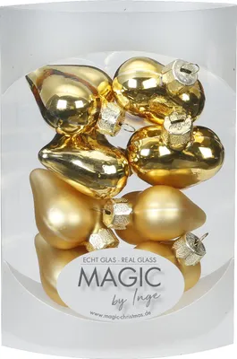 Produktbild von Christbaumschmuck Herz Glas 4cm, 8 Stück, Farbe:Inkagold glanz / matt