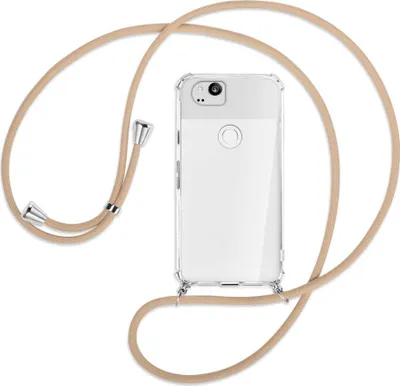 Produktbild von Handykette Backcover-Schutzhülle mit Band (Metall silberfarben) für Google Pixel 2 XL - beige