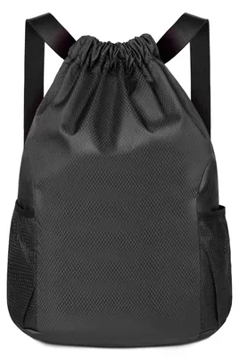 Wasserdichter Sportrucksack mit Kordelzug, 20L, Schwarz