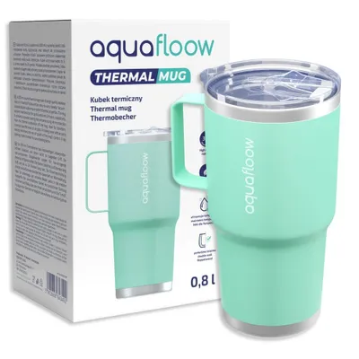 Obrázek produktu pro Aquafloow nerezový termosový hrnek 800 ml mátový – izolační hrnek, udržuje nápoje teplé i studené, bez BPA