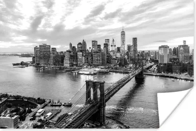 Produktbild von MuchoWow® Poster New York - Brooklyn - Brücke - Schwarz - Weiß 90x60 cm - Schlafzimmer