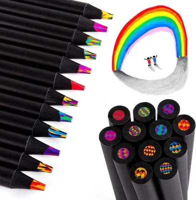 Produktbild von Famanu Farbstifte Set 12 Farben - Regenbogenfarbige Stifte für kreatives Zeichnen und Malen