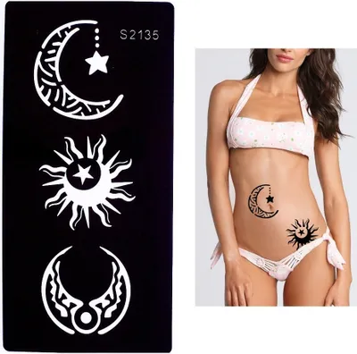 Produktbild von Henna Tattoo Schablone Airbrush Stencil Sonne und Mond