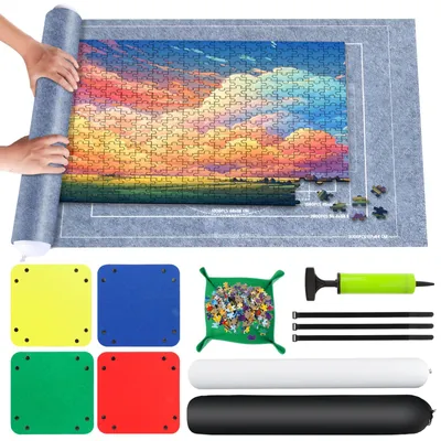 Produktbild von Puzzlematte 100 x 140 cm, für 1000 bis 3000 Teile, grau, für zu Hause
