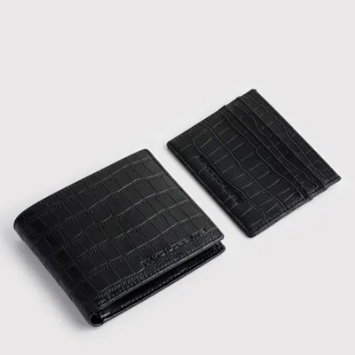 Produktbild von Pako Lorente Herren Set Portemonnaie Kartenetui Schwarz Leder