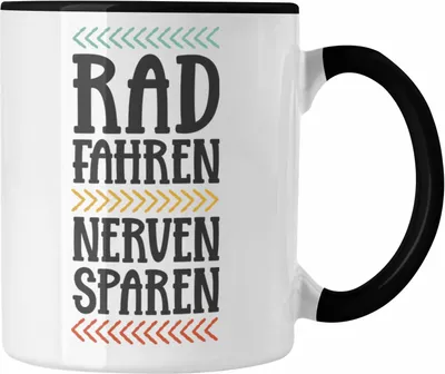 Produktbild von Trendation - Fahrrad Radfahrer Geschenk Rennrad Bike Geschenkidee Männer Tasse Fahrradfahrer Kaffeetasse (Schwarz)