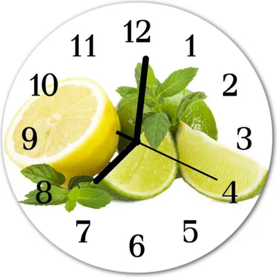 Produktbild von Glasuhr Wanduhr Küchenuhr Echt-Glas 30fi cm Zitrone Minze grün