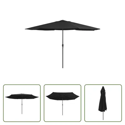 Image de The Living Store Parasol avec mât métallique 390 cm noir