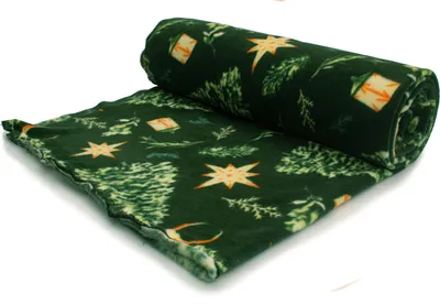 Image de Tissu polaire DTY imprimé (250 g), sapin de Noël, vert, 50 x 160 cm