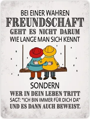 Produktbild von Metallschild XL mit Freunde Motiv und Spruch: Bei einer wahren Freundschaft