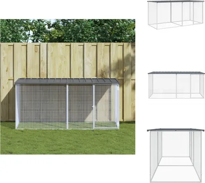 Immagine prodotto di vidaXL Gabbia per polli con tetto antracite 203x98x90 cm Acciaio zincato - Habitat e recinti per piccoli animali