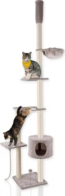 Produktbild von Katzenkratzbaum XXL mit Liegeschale, Wohnhöhle, Spieltau und Spielmaus - Höhenverstellbar bis zur Decke
