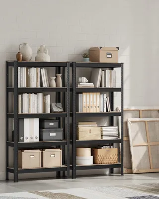 Produktbild von SONGMICS Standregal, 2er Set, Bücherregal, Lagerregal, 5 Ablagen, Küchenregal, Regal, 30 x 75 x 150 cm, bis 650 kg belastbar, verstellbare Ablagen, Industrie-Design, naturfarben-schwarz GLR030B12