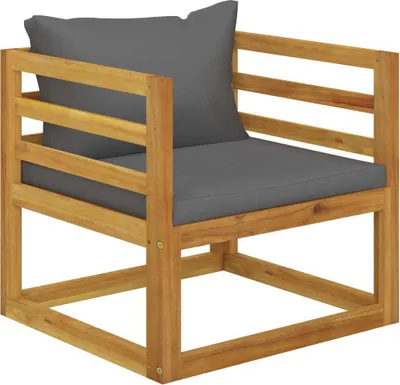 Produktbild von The Living Store Gartenstuhl mit Dunkelgrauen Auflagen Massivholz Akazie