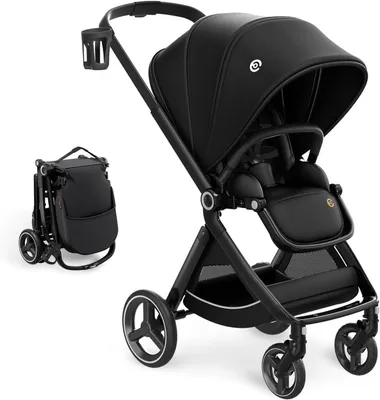 Productafbeelding van EMU kinderwagen tegen rijrichting buggy, opvouwbaar, compacte babybuggy, zwart, omkeerbaar zitje, kinderwagen met ligfunctie, voor klein van 0 tot 3 j