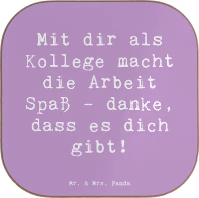 Produktbild von Mr. & Mrs. Panda Untersetzer für Gläser Spruch Kollege Freude - Lavendeltraum - Geschenk, Bedanken, Coaster, Flaschenuntersetzer, gläseruntersetzer, Aufmerksamkeit, Spaß